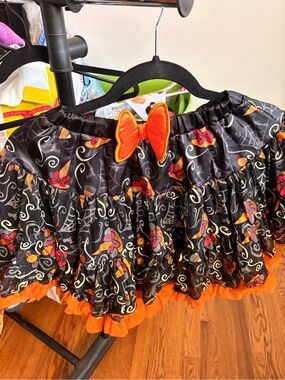 Disney Black Skirt with Orange Bow and Trim